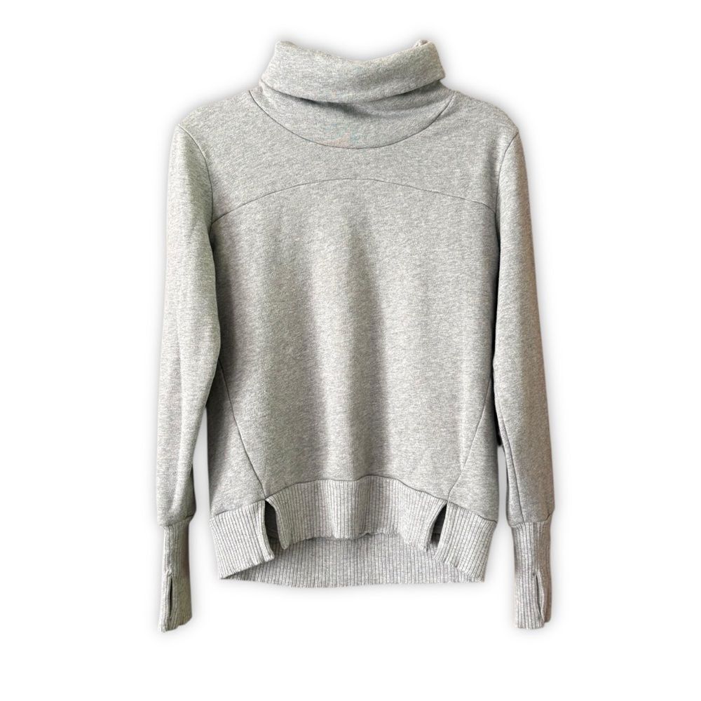 Alo Yoga Haze Long Sleeve Top Funnel Neck Gray Size Small Neutral Athleisure